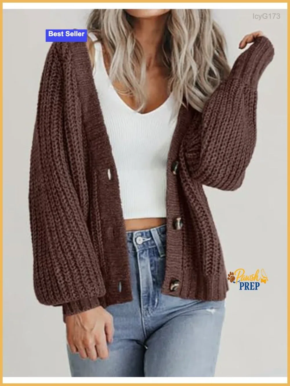 Chunky Knit Open Front Cardigan Long Sleeve V Neck Button Down Women's Fall
